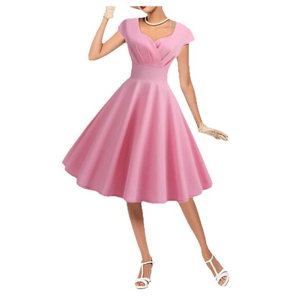 Pink 1950s Retro Style Dress Size XS Evening Party A Line Cocktail Swing Dress - Picture 1 of 10